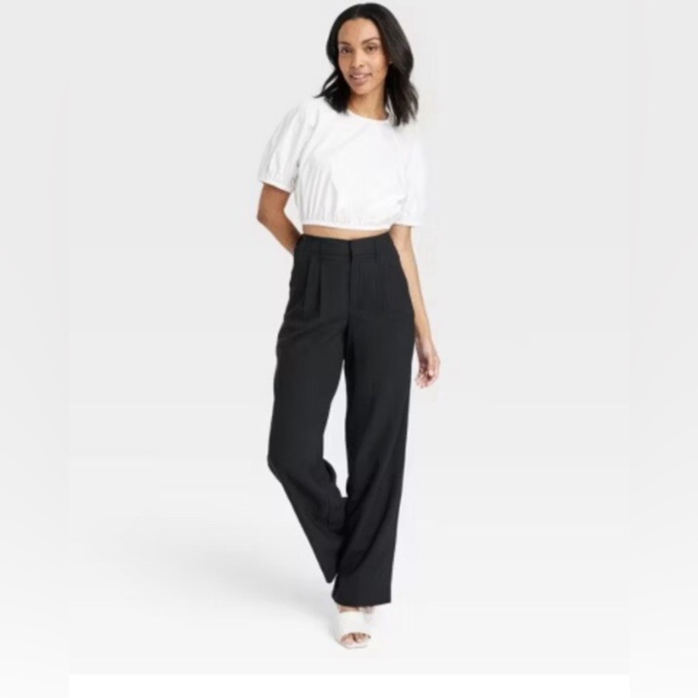 A New Day Black High Rise Wide Leg Trousers - Size 6 - NWT
